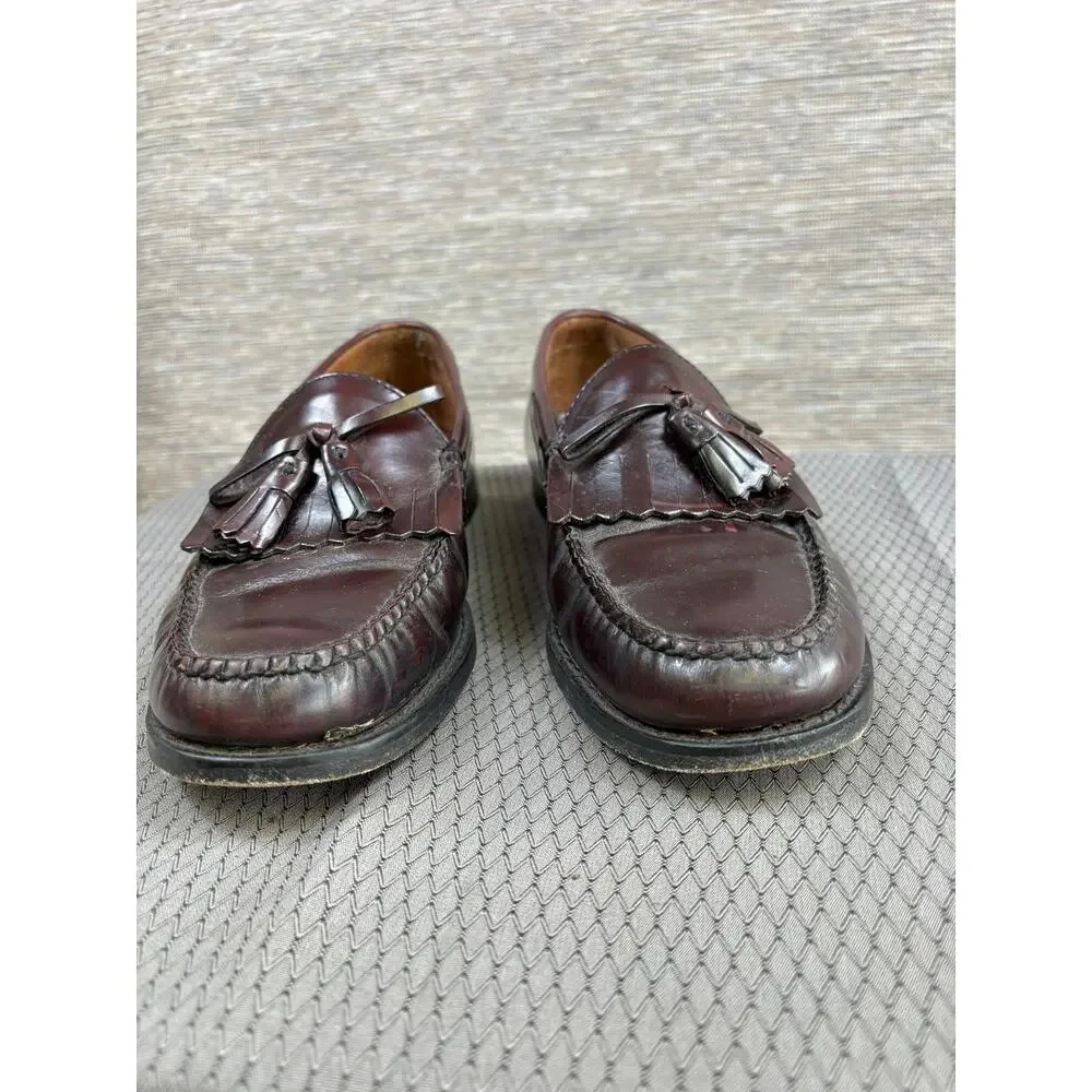 Tassel Loafers Shoes Mens Size 10.5D Brown Leather Slip On Dress Lined